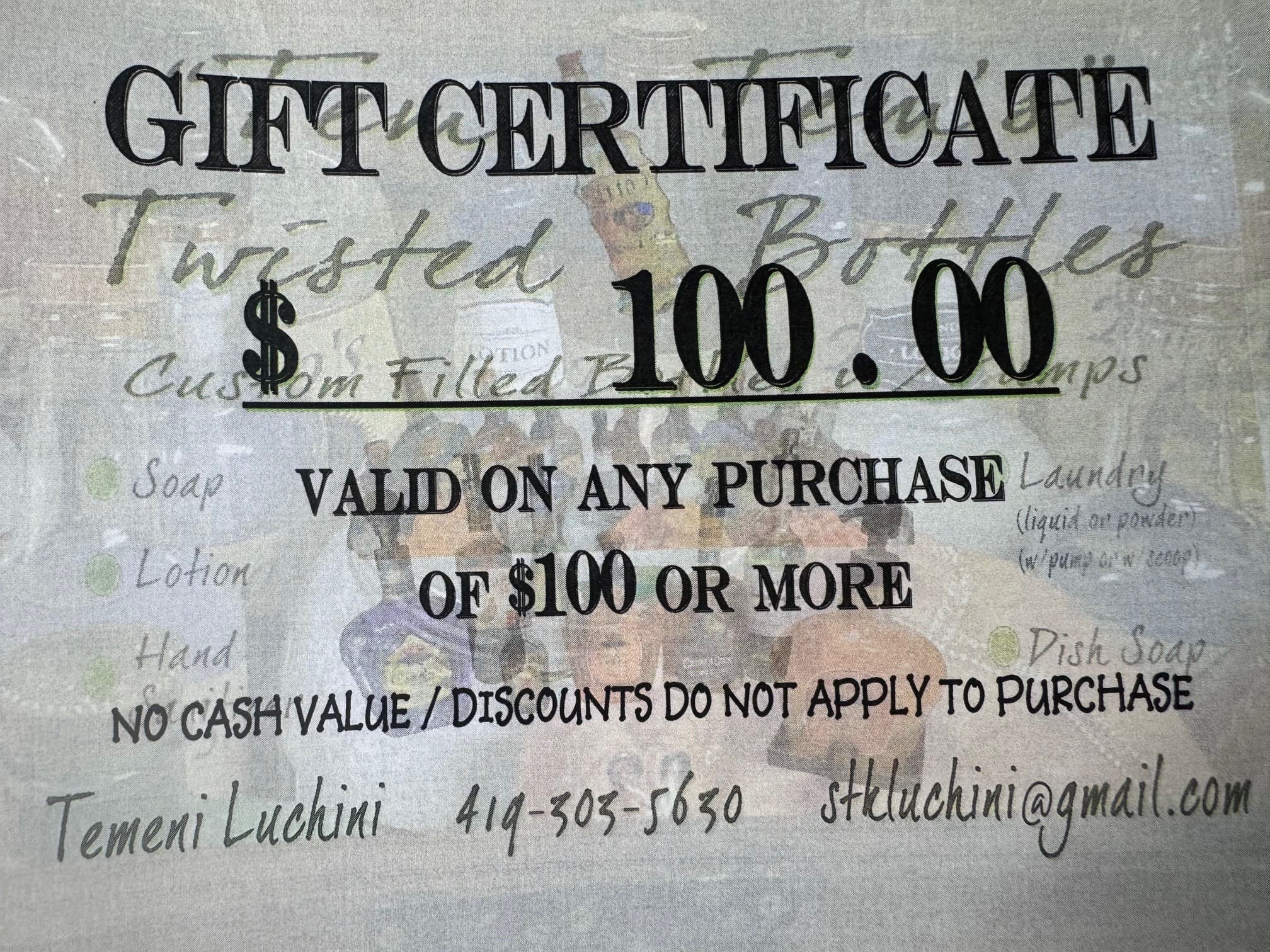 $25 Gift Certificate/Card - Regular