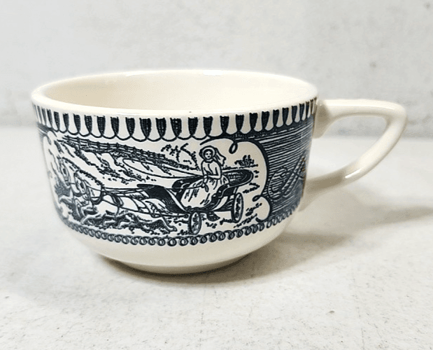 Royal Currier & Ives Vintage Horse & Carriage Blue China Coffee Tea Cup
