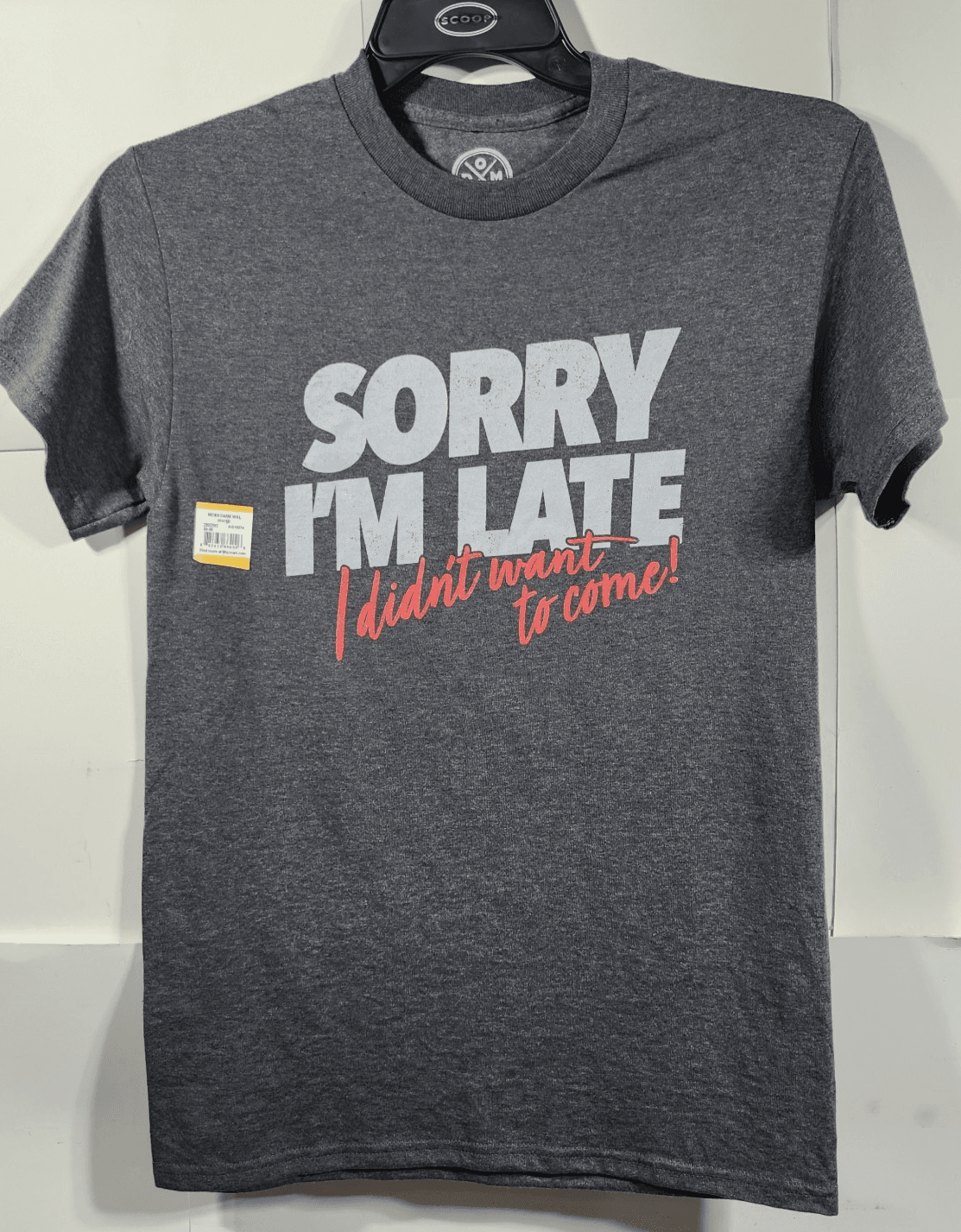 Men's S Tshirt Sorry im Late i Didnt Want to Come Graphic Short Sleeve NEW