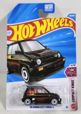 2026 Hot Wheels ‘85 Honda City Turbo II Compact Kings Black Car 1/64 Toy NEW