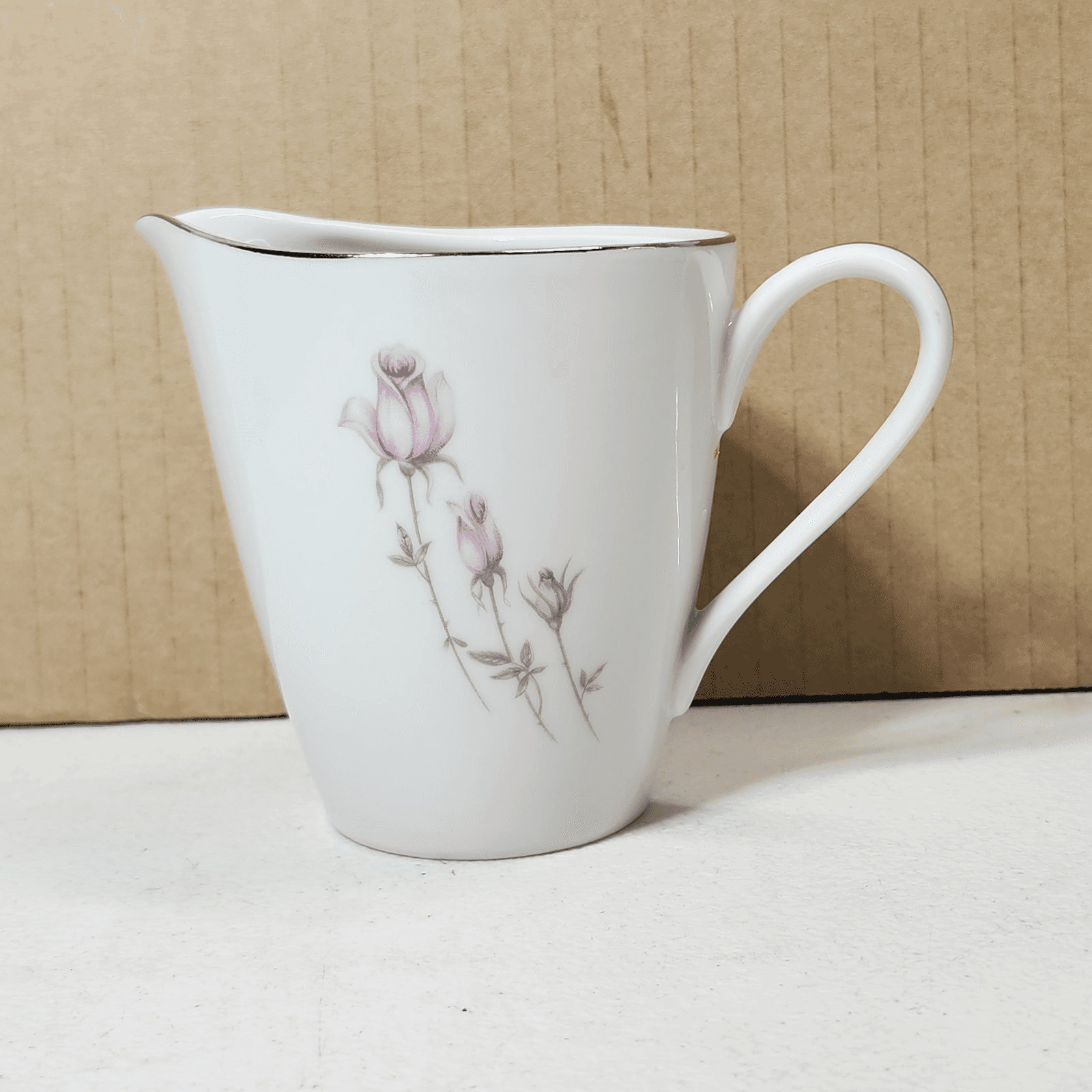 Rose China 2204 Creamer White With Silver Trim Japan 3.5"
