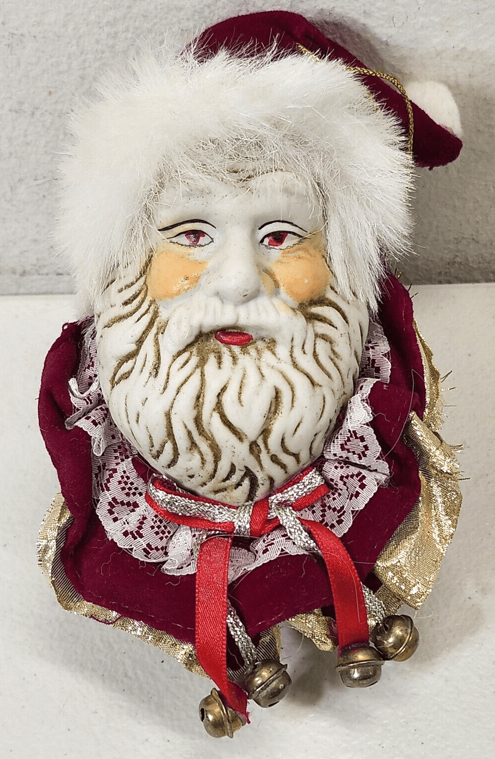 Vintage Santa Claus Head Ornament Holiday Tree Decoration Hanging