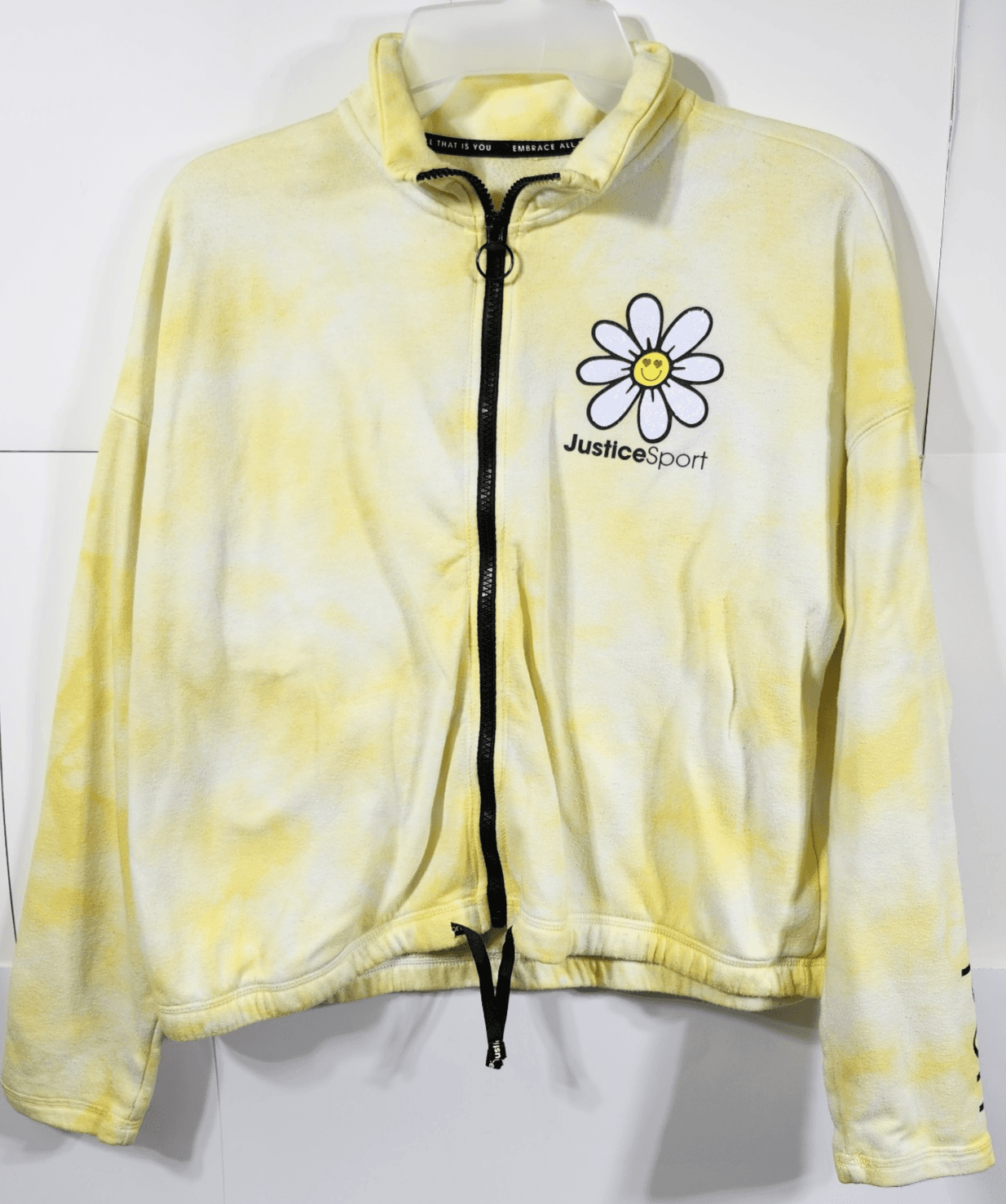 Justice Girls Full Zip Sweatshirt Size Large Yellow Sunflower