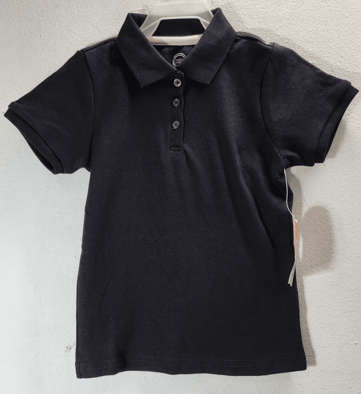 Wonder Nation Girl's Polo Shirt Size XS 4-5 Short Sleeve Black NEW