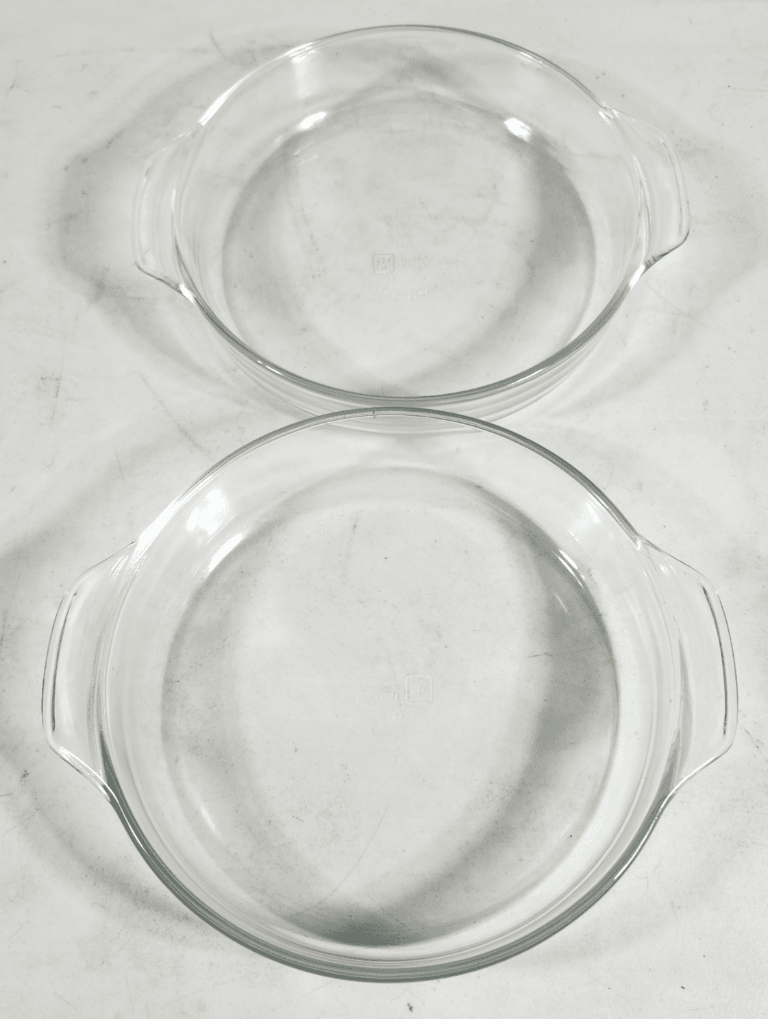 Set of 2 Anchor Hocking #429 Clear Glass Casserole Dishes 1.5 Qt Baking