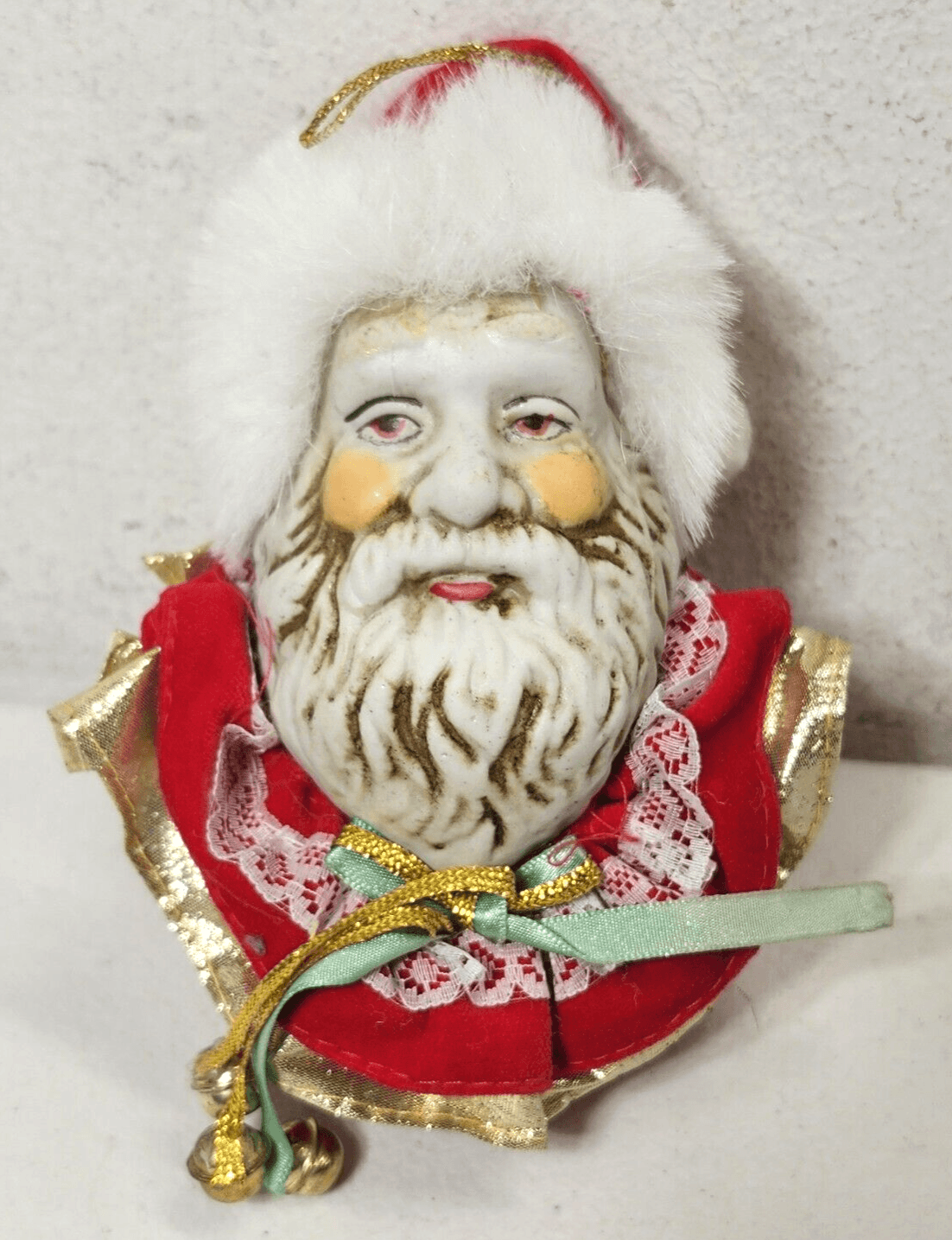 Vintage Santa Claus Head Ornament Holiday Tree Decoration Hanging