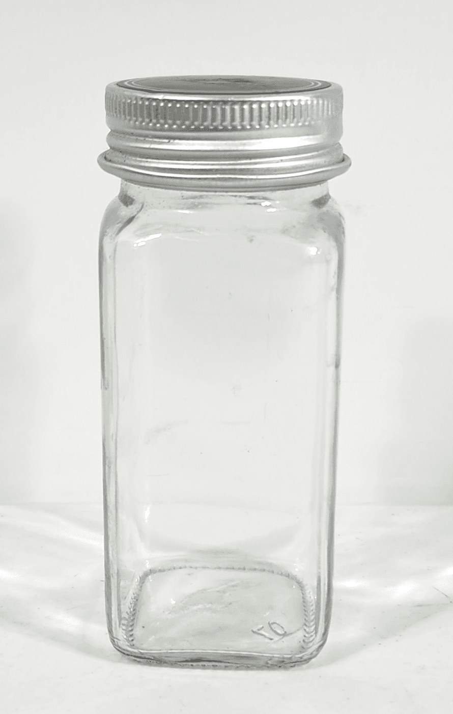 Clear Square Glass Spice Jar Silver Screw Top - 4" x 1.5" x 1.5" Storage