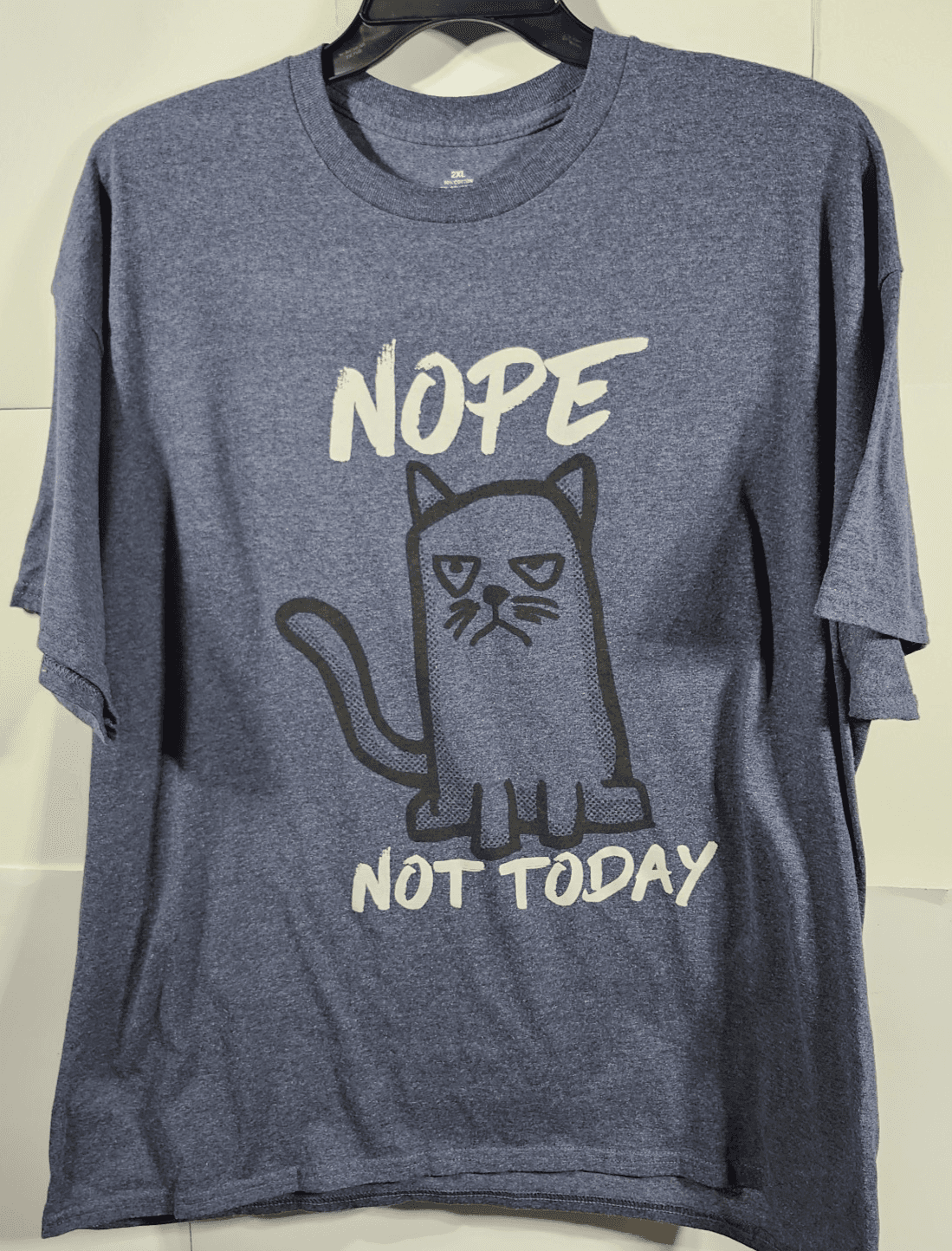 Nope Not Today Kitty Cat Blue Graphic T-Shirt Size 2XL
