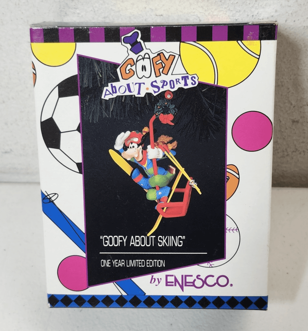 "Goofy About Skiing" Disney Holiday Xmas Ornament by Enesco Vintage NOS