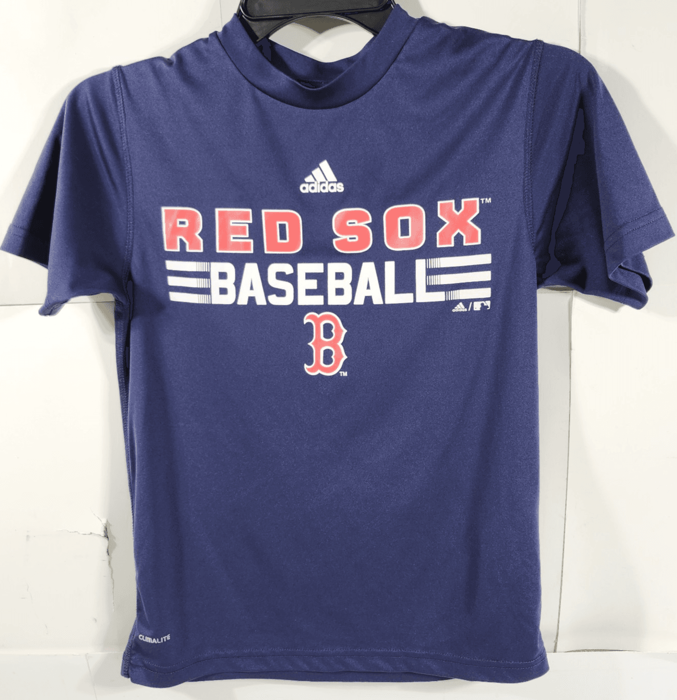 Boston Red Sox Adidas Youth Short Sleeve Shirt Size Small 8 Blue MLB Climalite