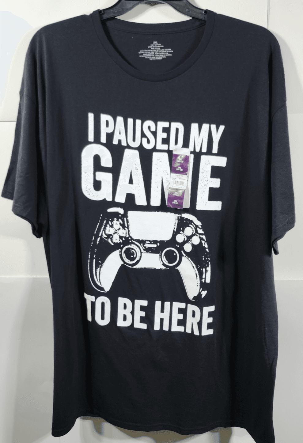 Mens TShirt Size XXL Paused My Game Graphic Tee Black Short Sleeve NEW