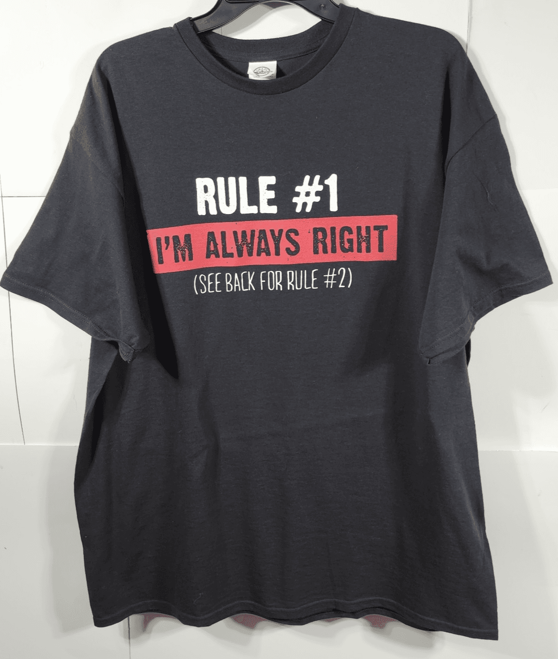 Delta Men's Tshirt Size XL Rule #1 I'm Always Right Graphic Black Short Sleeve