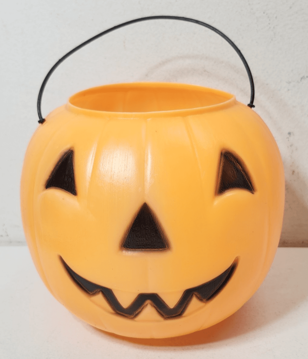 Vintage Pumpkin Bucket Candy General Foam Plastics Blow Mold Trick or Treat USA