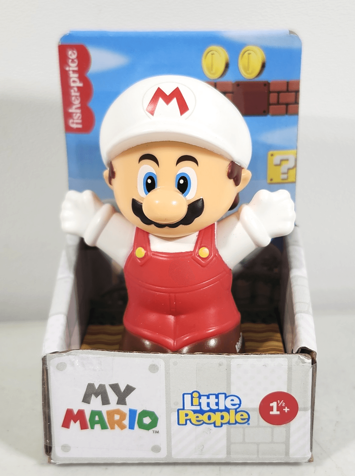 Fisher Price Little People Figure My Mario Super Fire Red White Toy NEW