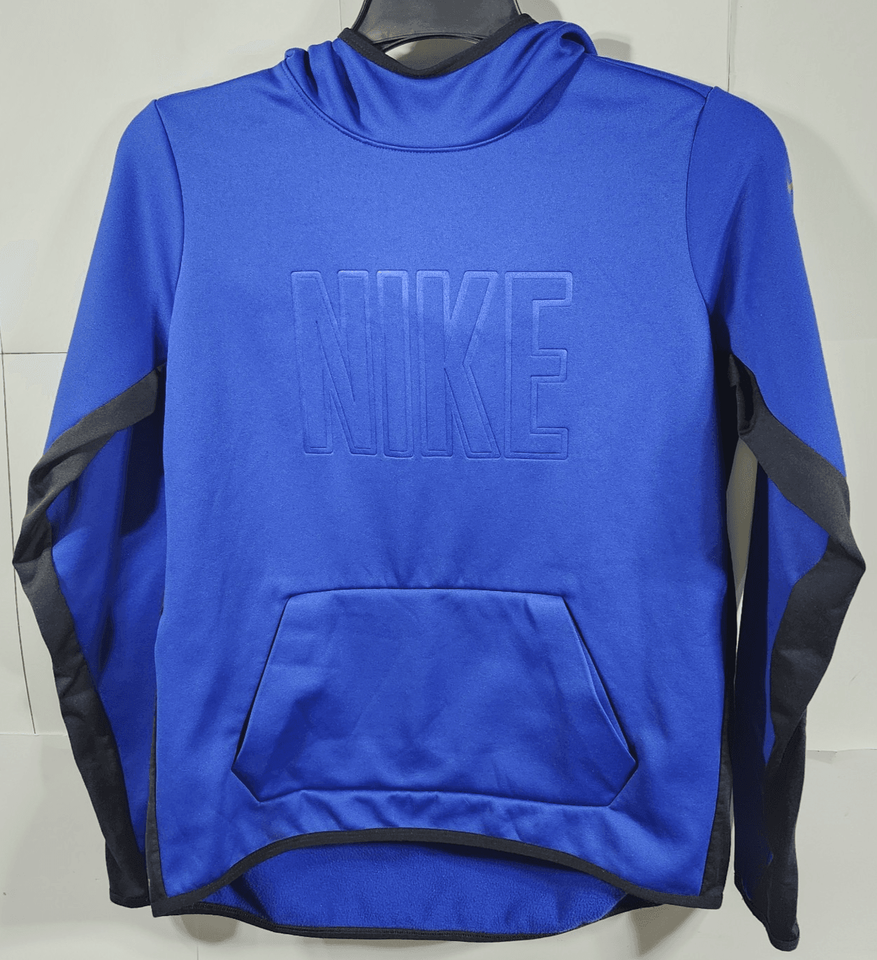 Nike Men's L Therma Fit Pullover Hoodie Fleece Lined Blue Black Sweatshirt