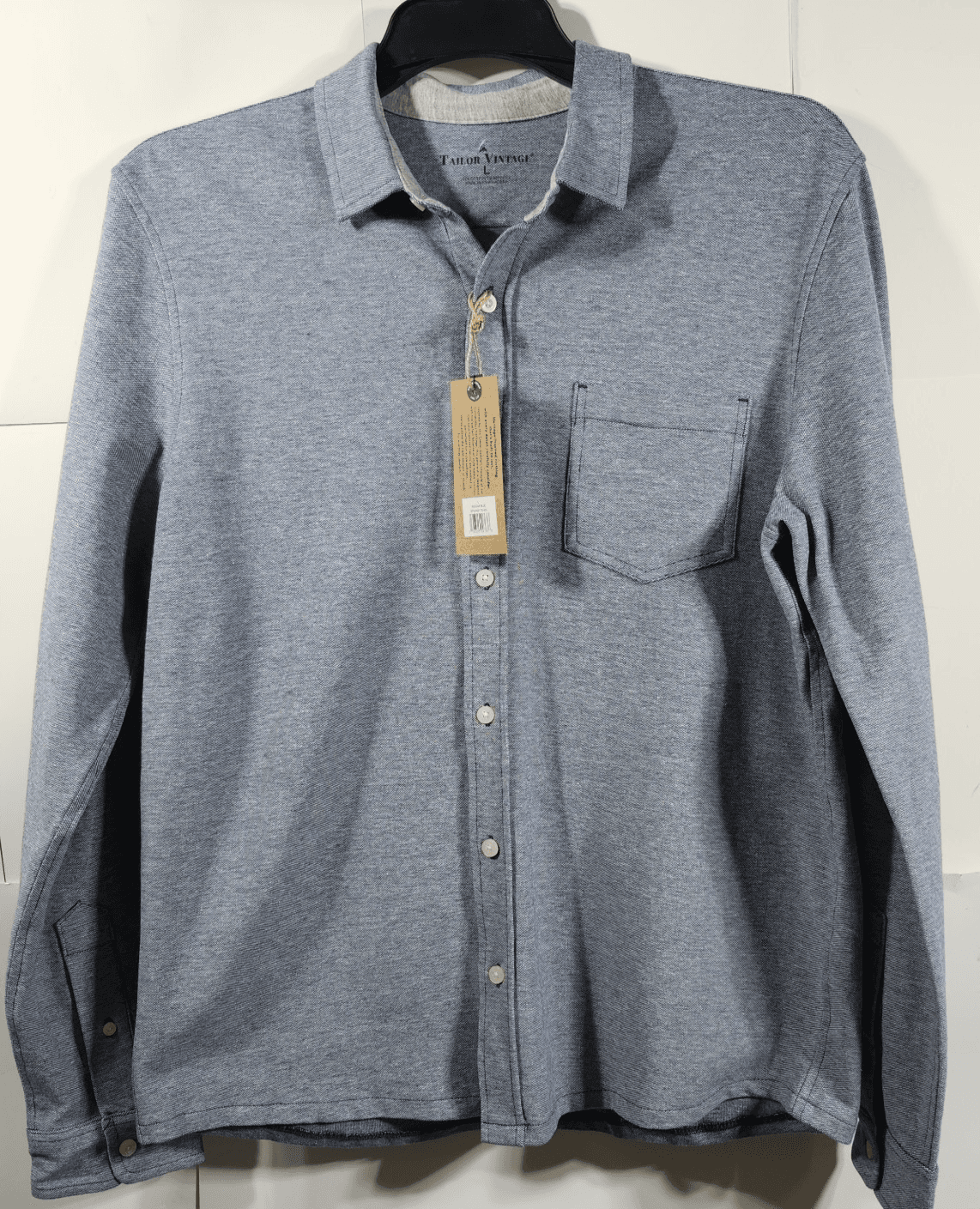 Tailor Vintage Men's L Button Up Shirt Blue Long Sleeve Connecticut Originals