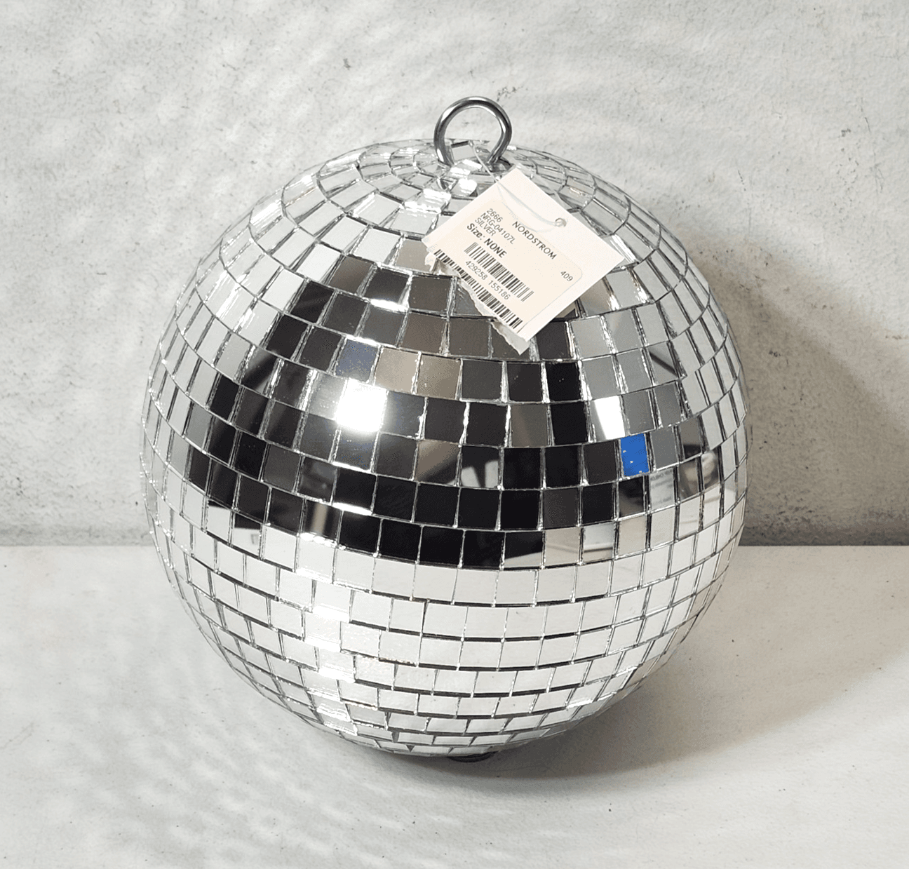 Mirror Disco Ball 8" Round Silver Crystal Ornament Holiday Decoration
