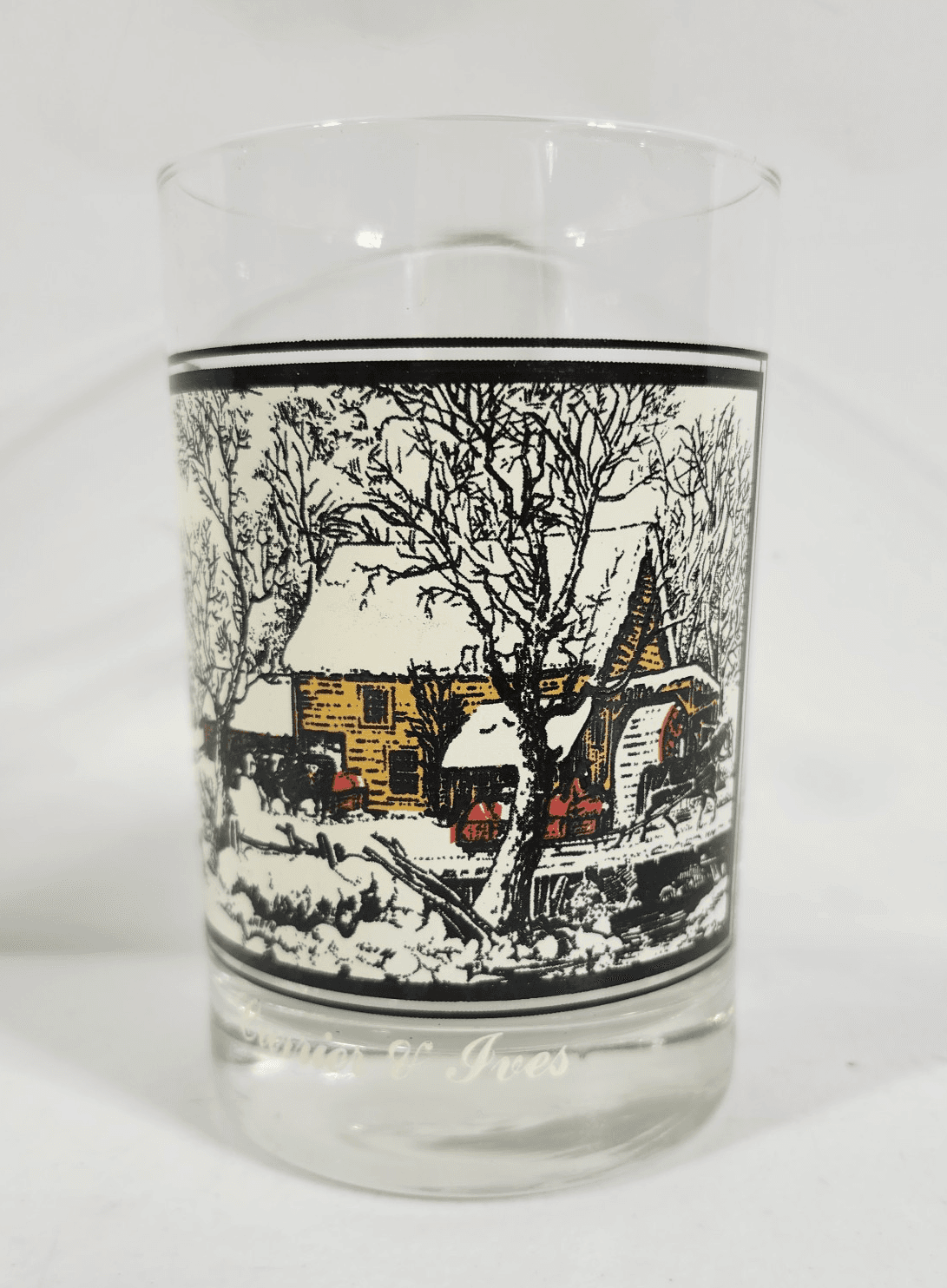 Currier and Ives Arbys Frozen Up 1978 Drinking Glass Collector Series 70s