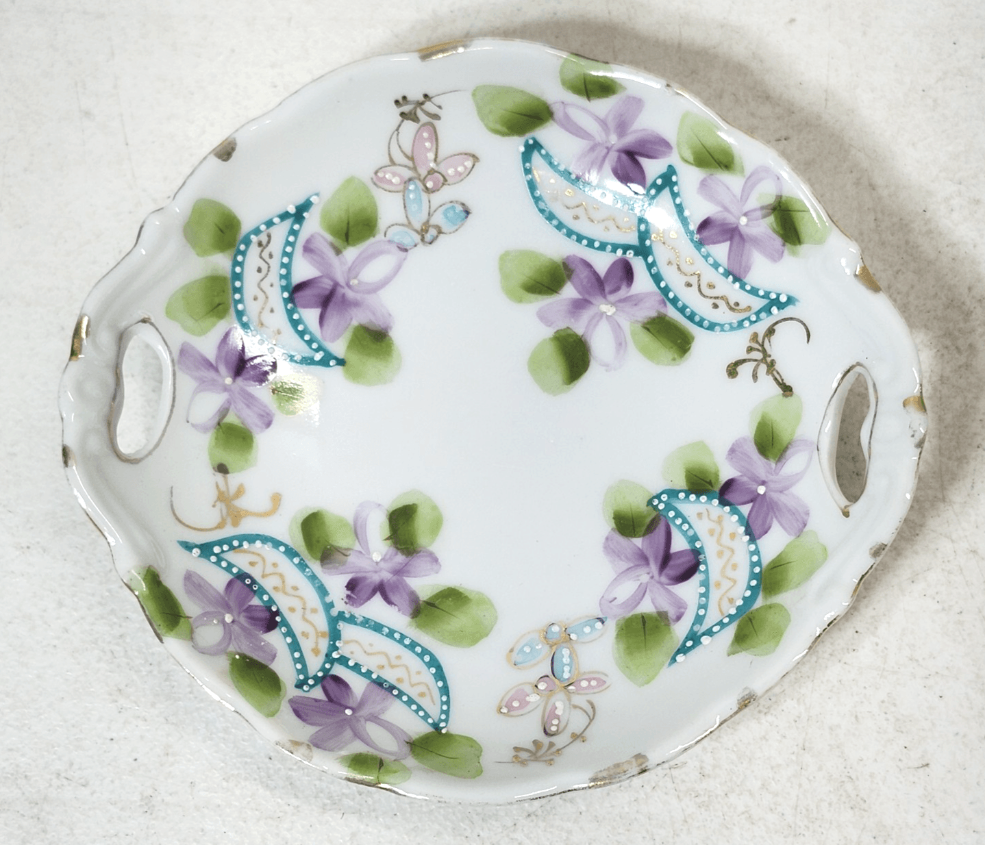 Vintage Floral Plate Trinket 6" Home Decor Made In Japan Hand Painted Porcelain