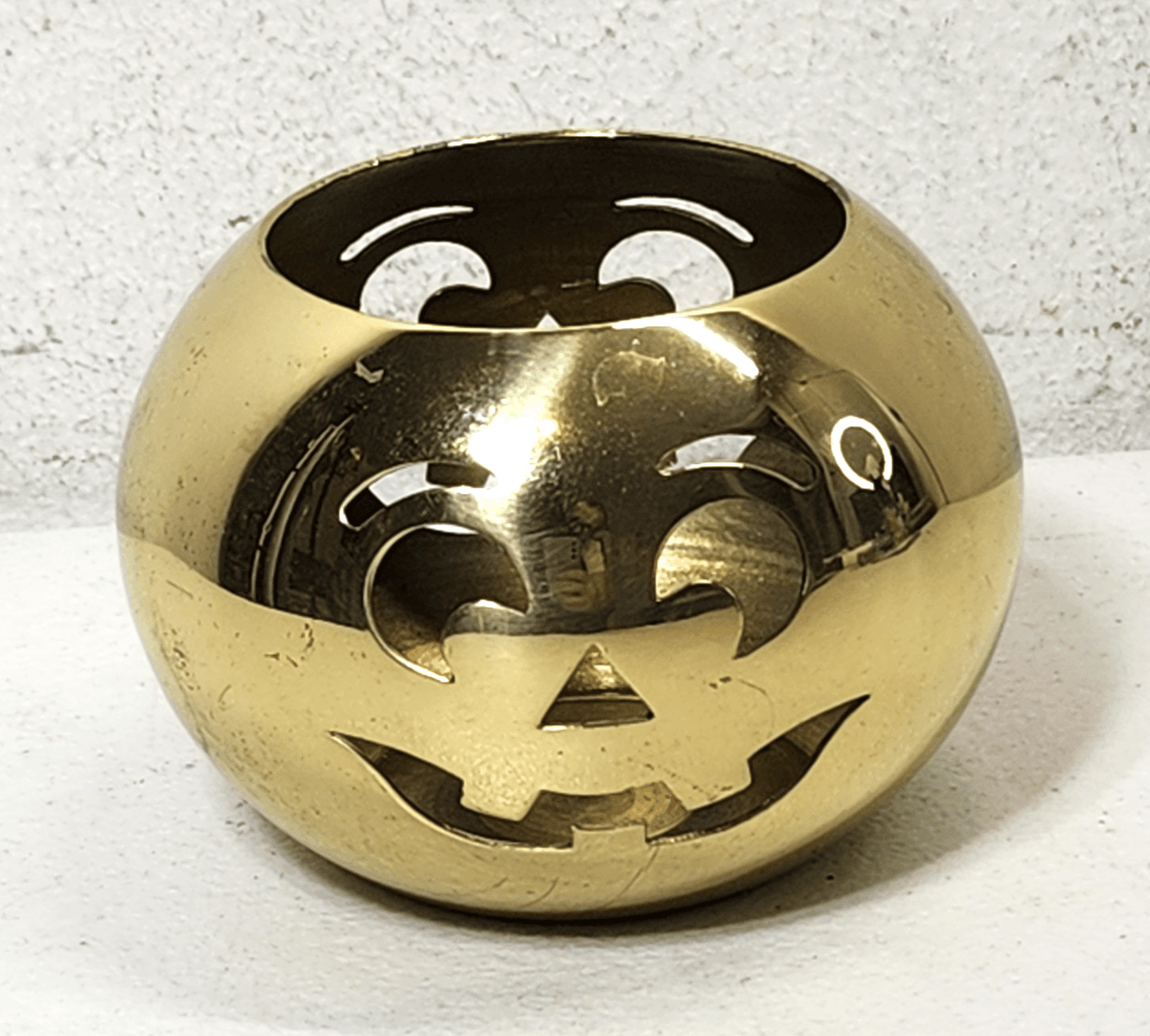 Vintage Brass Pumpkin Votive Candle Holder Home Decor
