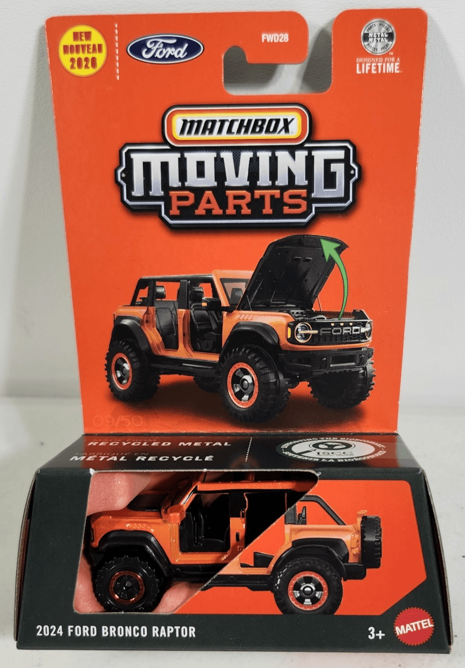 Matchbox 2024 Ford Bronco Raptor Orange Moving Parts Car 1/64 Toy Vehicle NEW