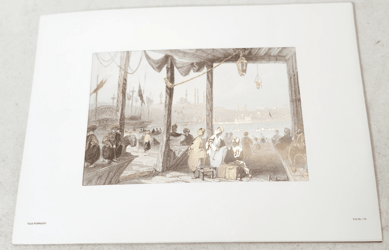 Koza Koleksiyon Picture Seaside Landscape Art Print With Gold Accents 7" X 5"