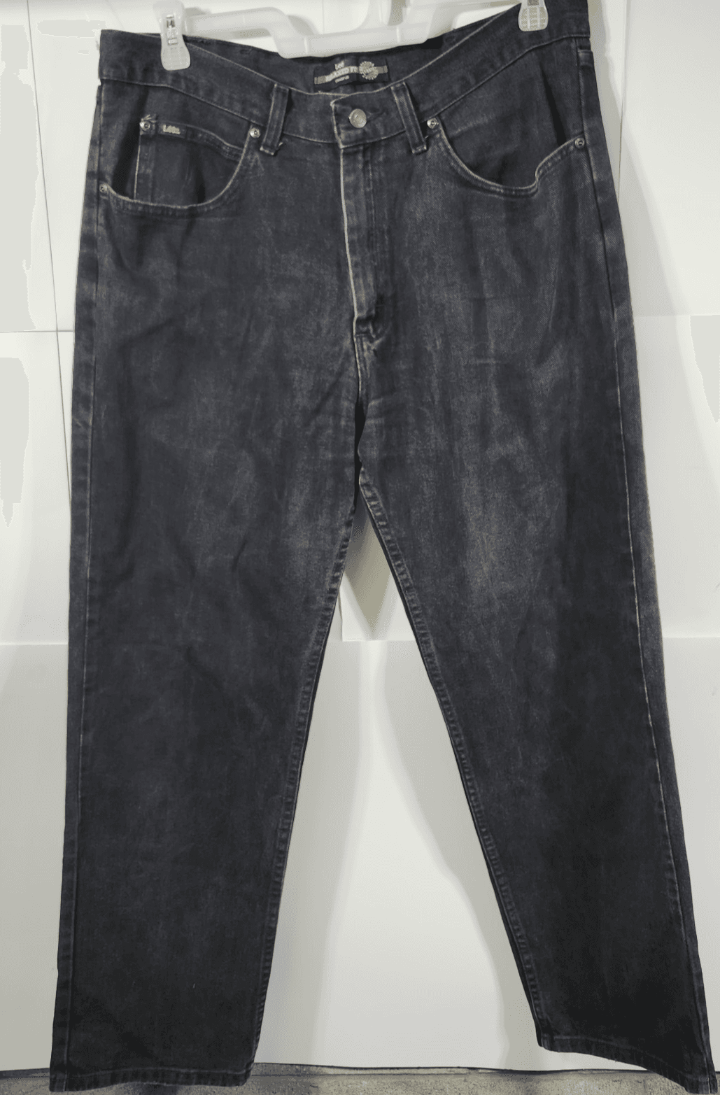 Vintage Lee Jeans Men Size 38x32 Relaxed Fit Straight Leg Black Denim Y2K