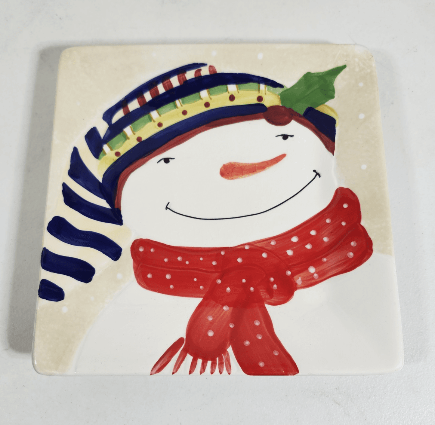 Oneida Snowmates Snowman Debbie Taylor-Kerman Square Plate 8”