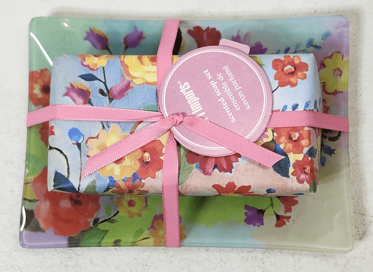 Pier 1 Imports Colorful Floral Scented Soap With Dish Bathroom Decor NEW
