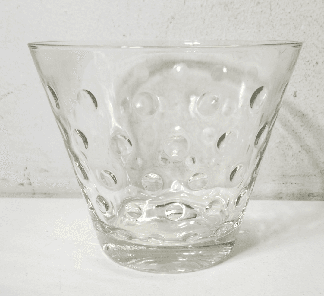 MCM Hazel Atlas Ice Bucket Clear Glass Dots Barware 5" Height x 6" Diameter