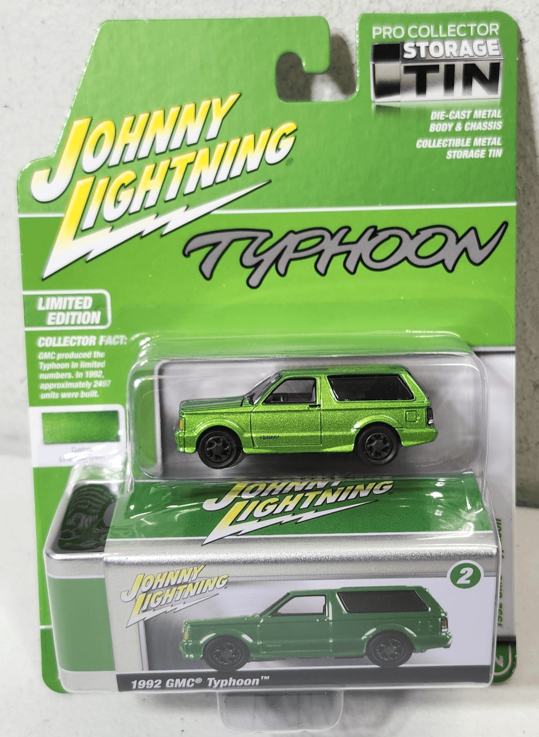 1/64 1992 GMC Typhoon Custom Green Johnny Lightning Collector Tin Toy Vehicle