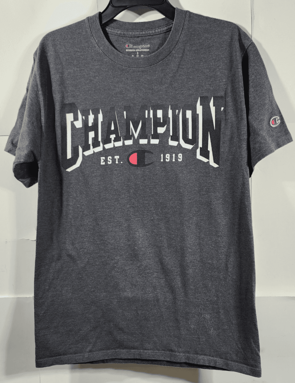 Champion Boy's Small Athleticwear Short Sleeve Logo T-Shirt Gray Youth Size