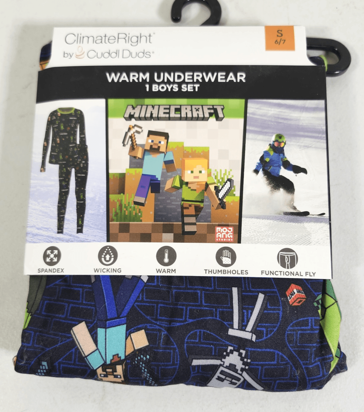 Cuddle Duds Boy's Small ClimateRight Minecraft Warm Underwear Set NEW