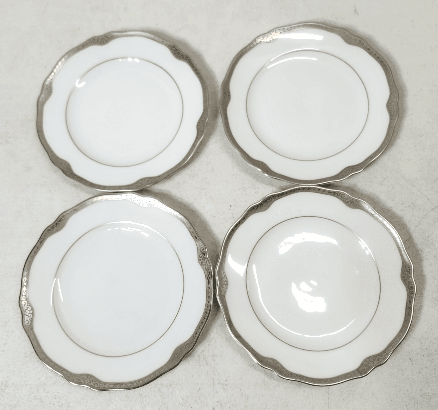 4 Franconia Krautheim Selb Bavaria Platina Plates 6" Platinum Rim