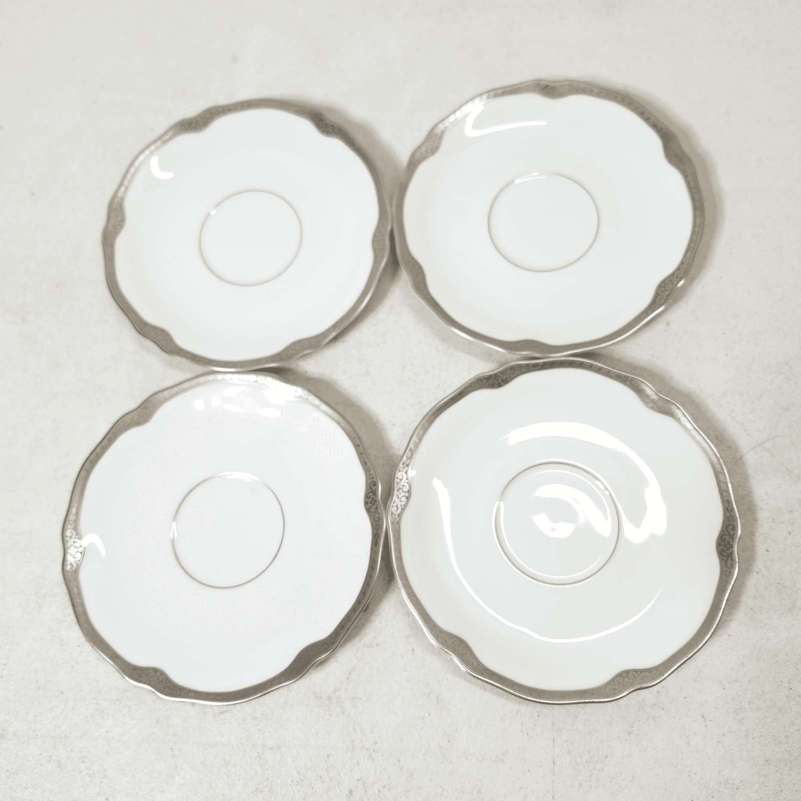 Franconia Krautheim Selb Bavaria Platina Plates 6" Platinum Rim Set of 4
