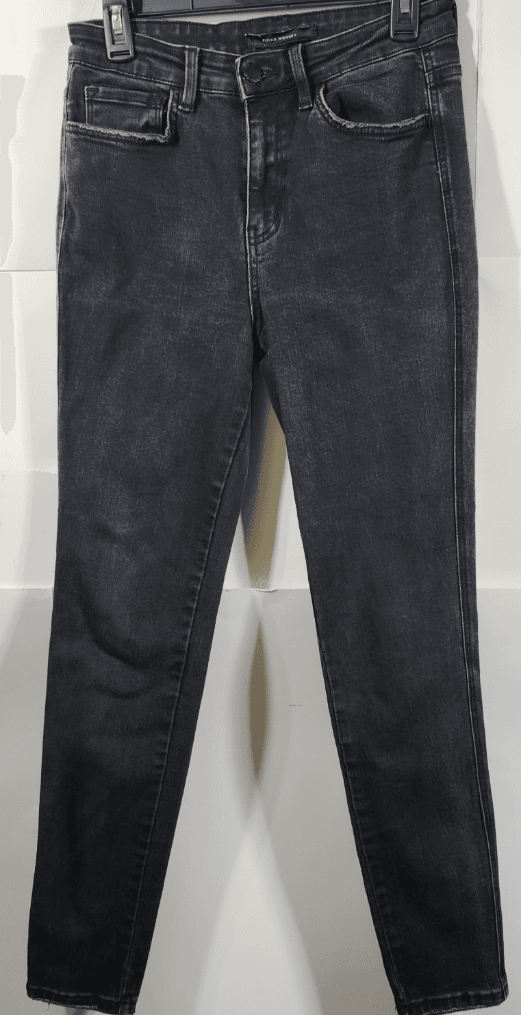 Flying Monkey Skinny Jeans Womens 28 Black Denim Mid Rise Stretch