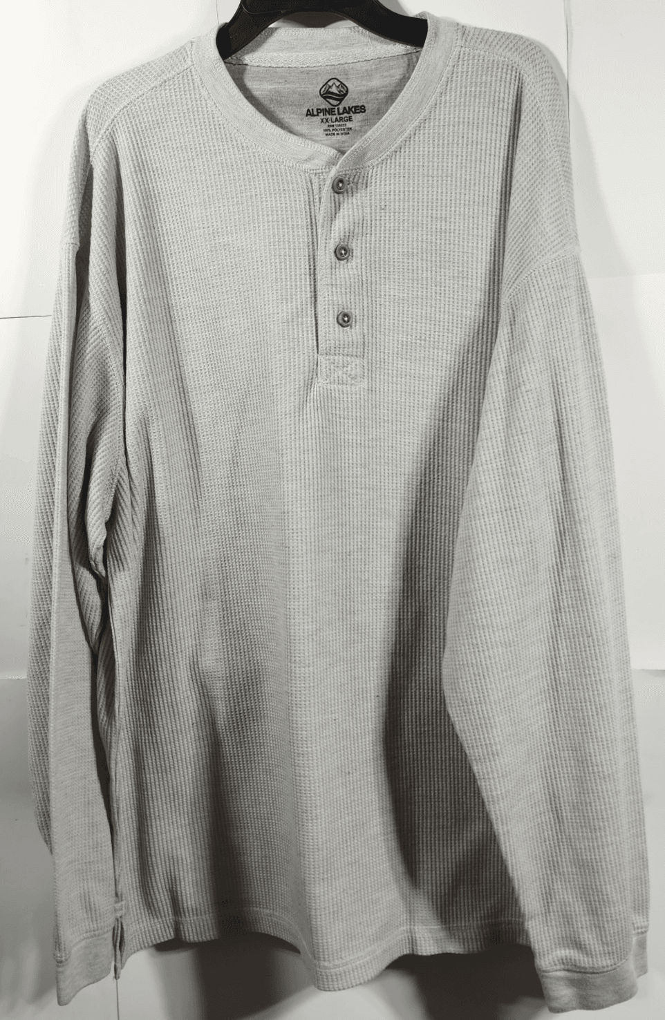 Alpine Lakes Men's XXL Henley Thermal Long Sleeve Shirt Waffle Knit Gray
