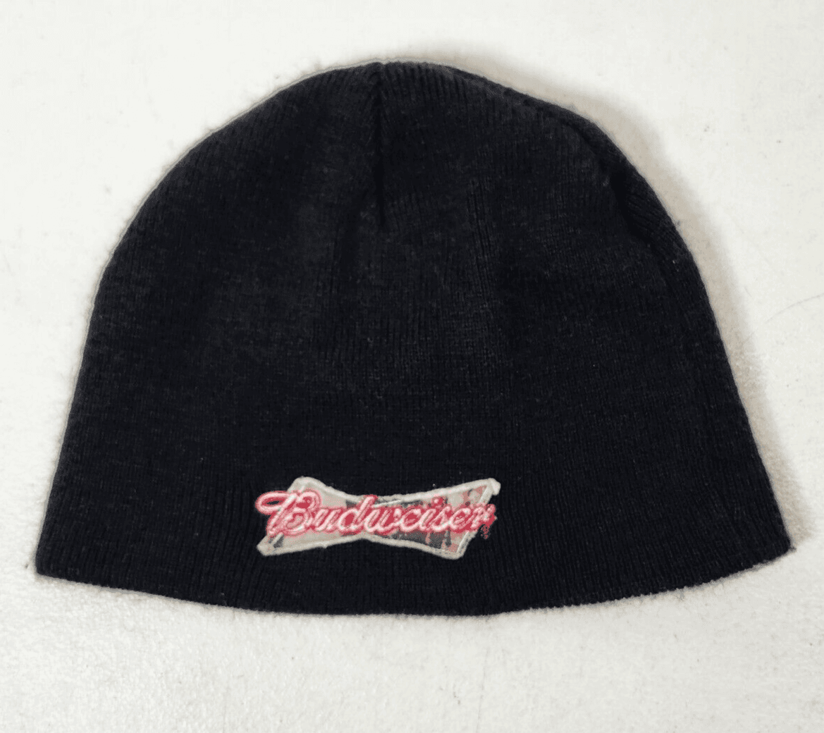 Budweiser Black Winter Hat Cap Beanie Logo Paramount Outdoors