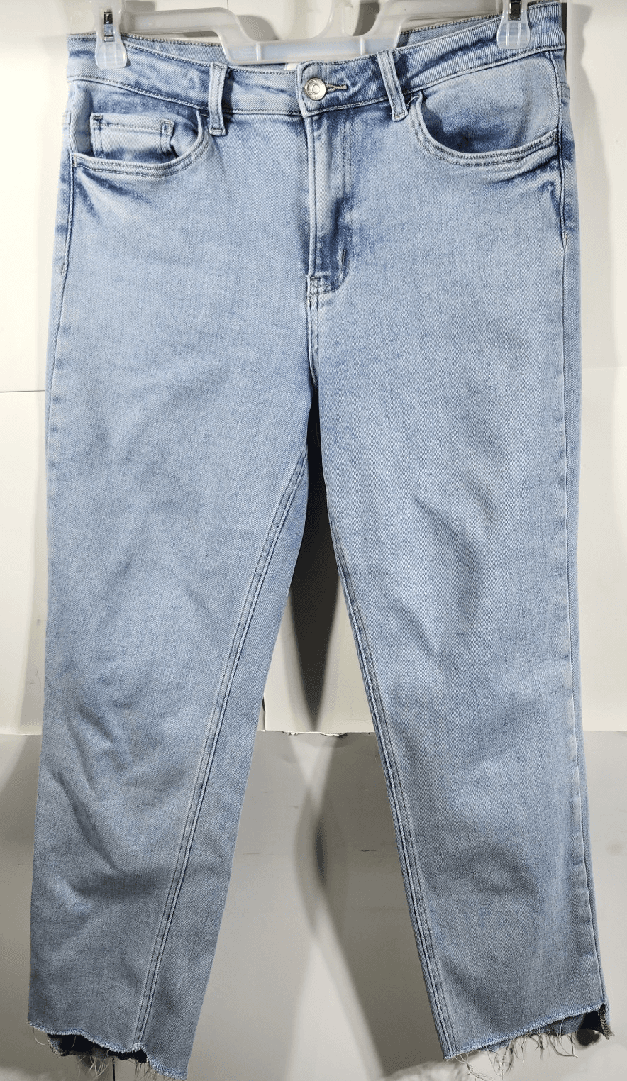 Lovervet by Vervet Women's 30 High Rise Raw Hem Bootcut Jeans Blue Denim