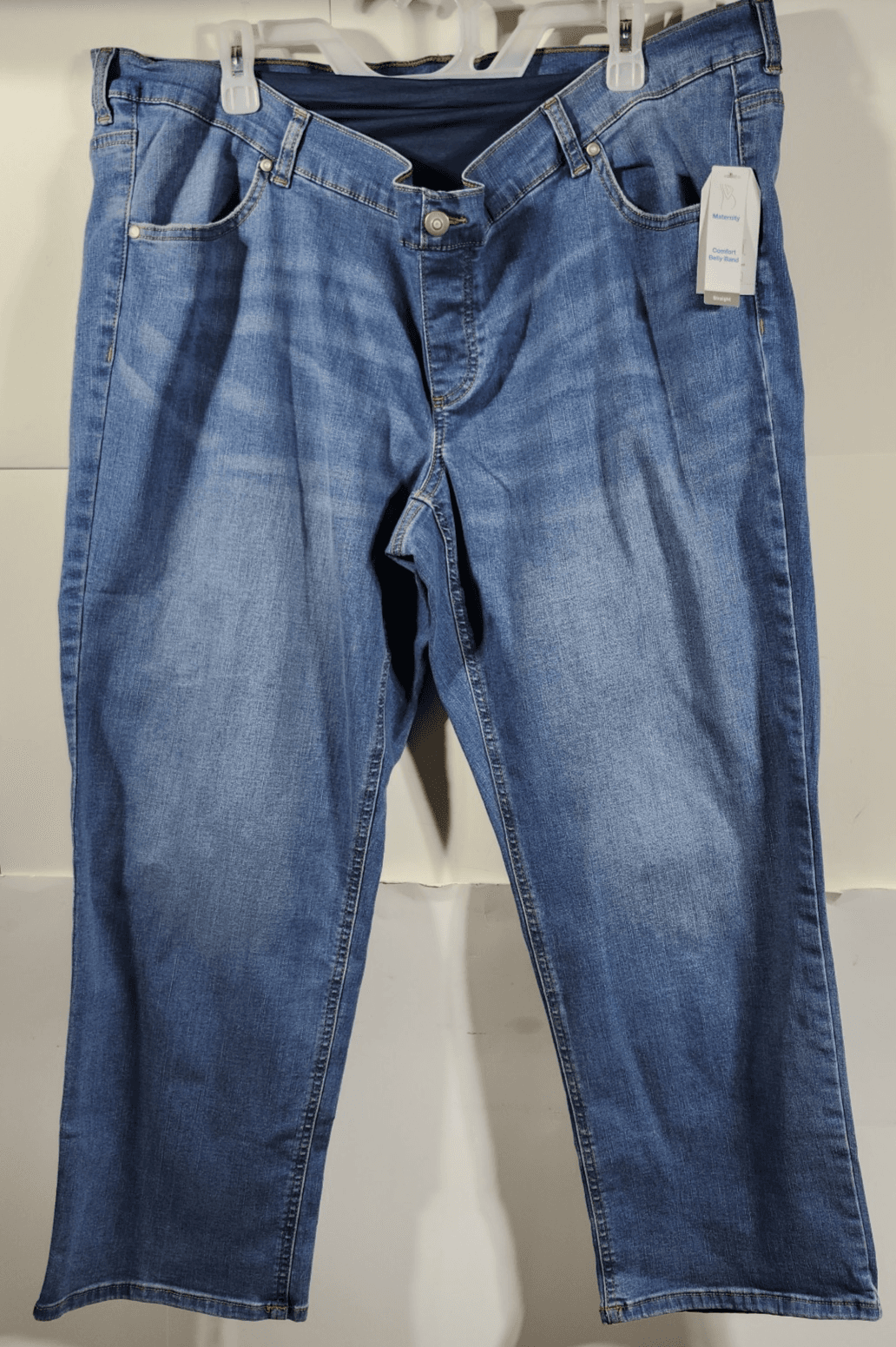 Time & Tru Women's XXL Maternity Jeans Straight Leg Blue Denim Stretch Pants NEW