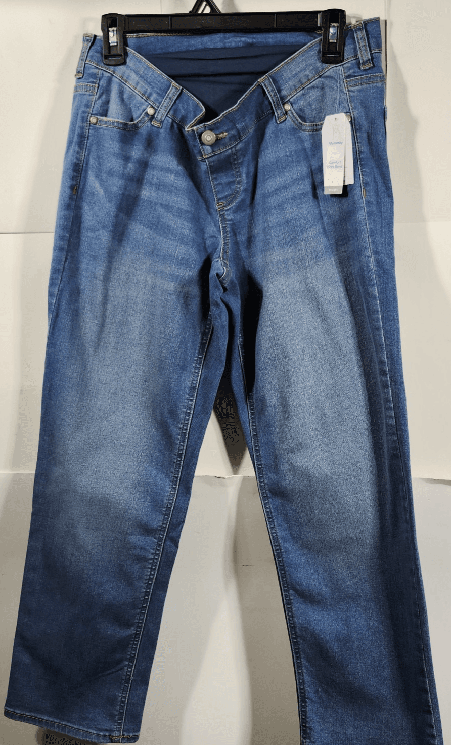 Time & Tru Women's S Maternity Jeans Straight Leg Blue Denim Stretch Pants NEW