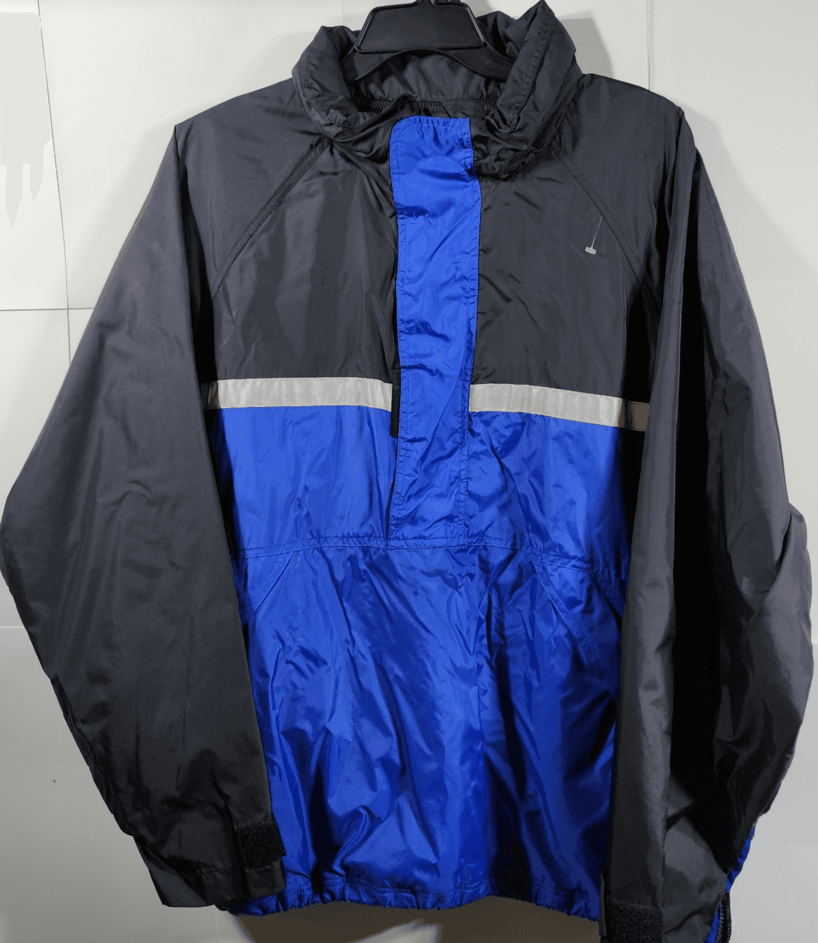Gap Jacket Men's XL Pullover Windbreaker Stow Away Hood Blue Black Y2K 90's