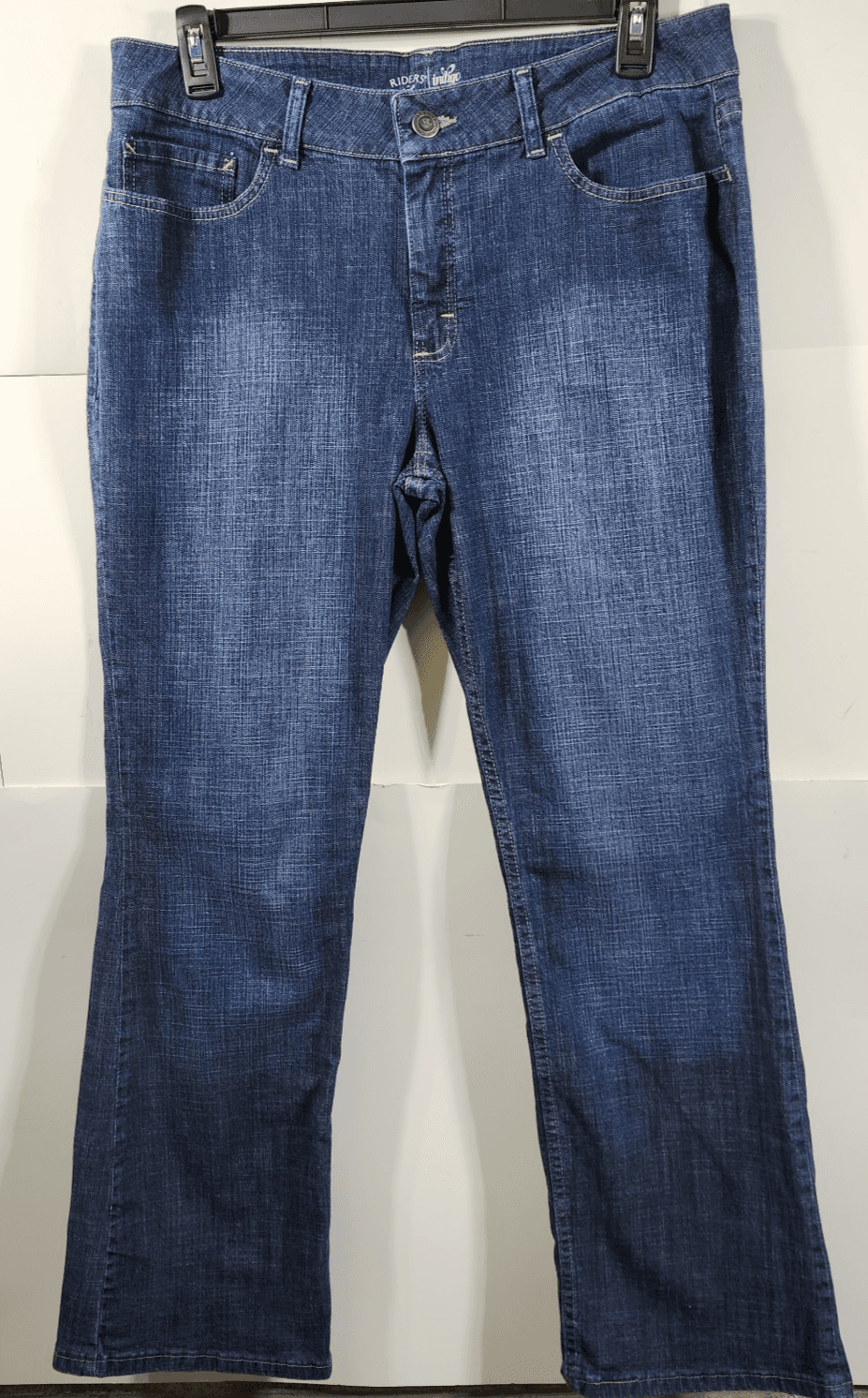 Riders By Lee Mid Rise Bootcut Jeans Women's 16 Embroidered Blue Denim Stretch