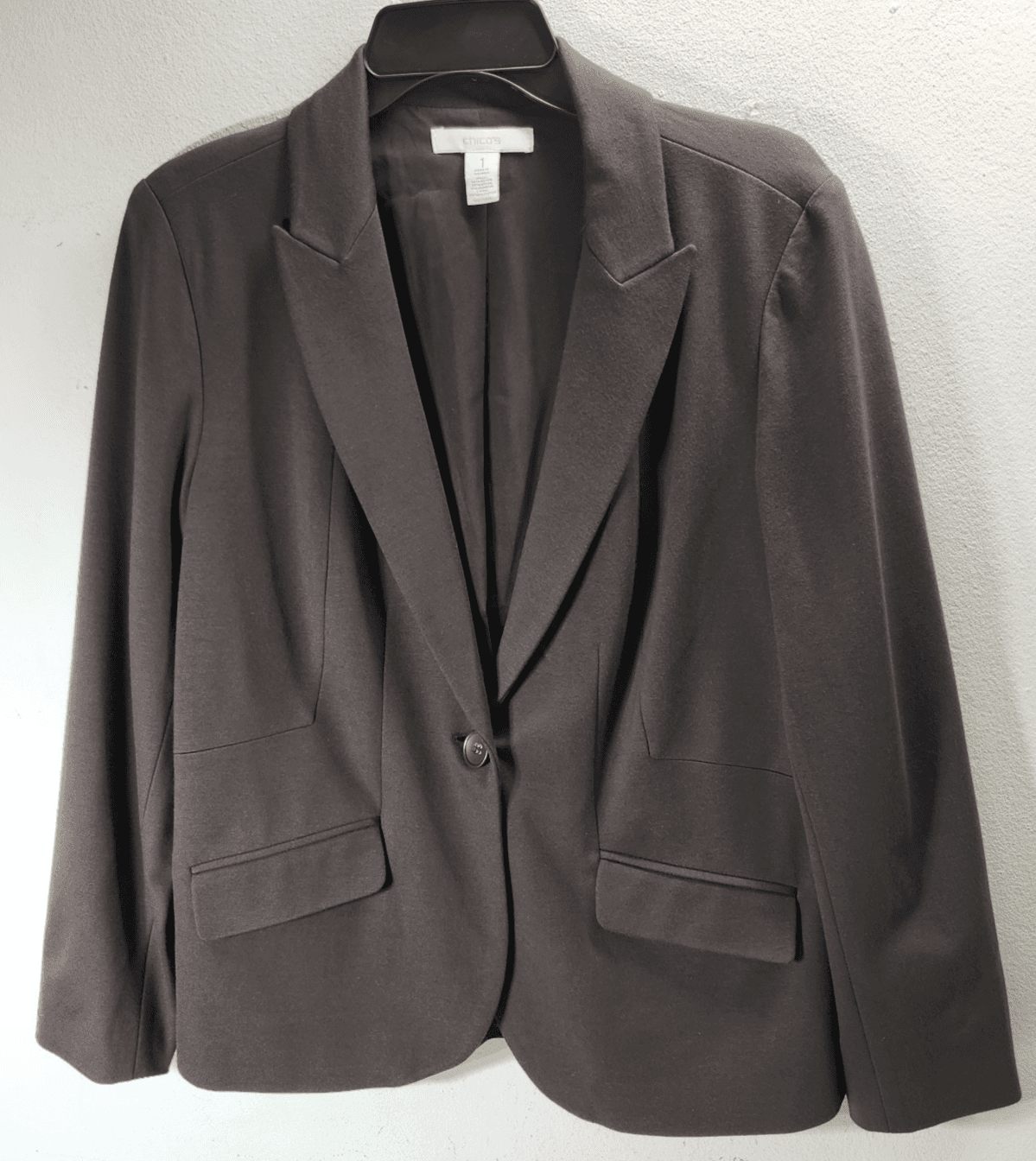 Chico's Stretch Women's Lined Blazer Size 1 Button Closure Brown