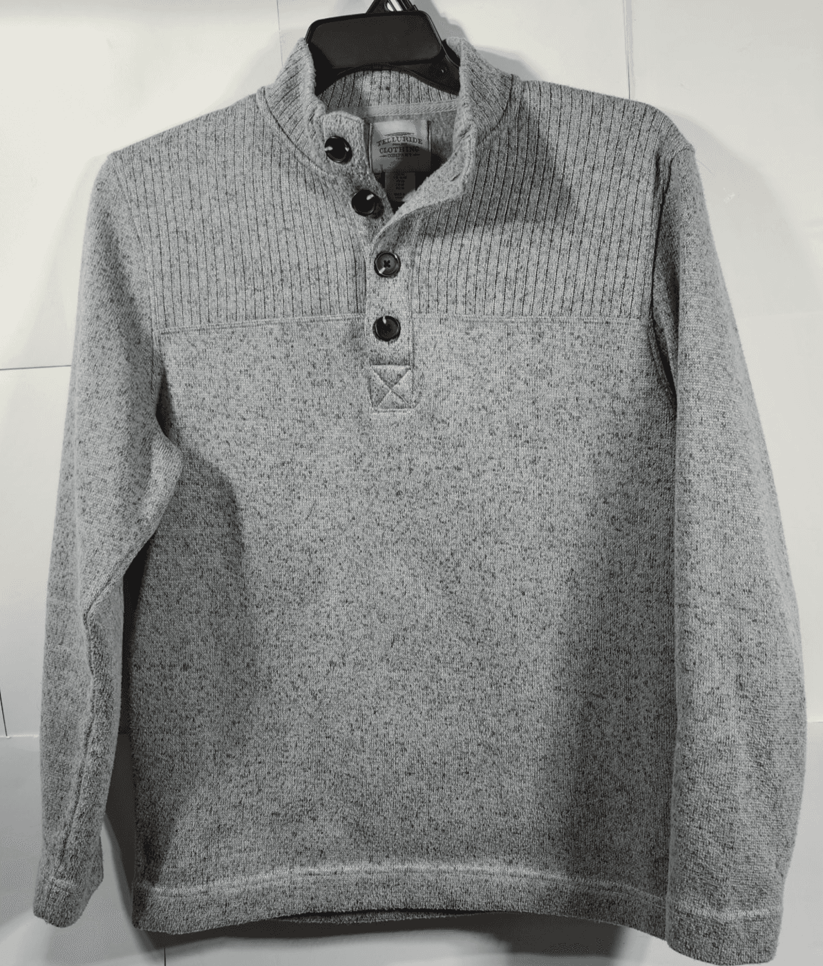 Telluride Clothing Co Men's M Sweater Gray Long Sleeve 1/4 Button