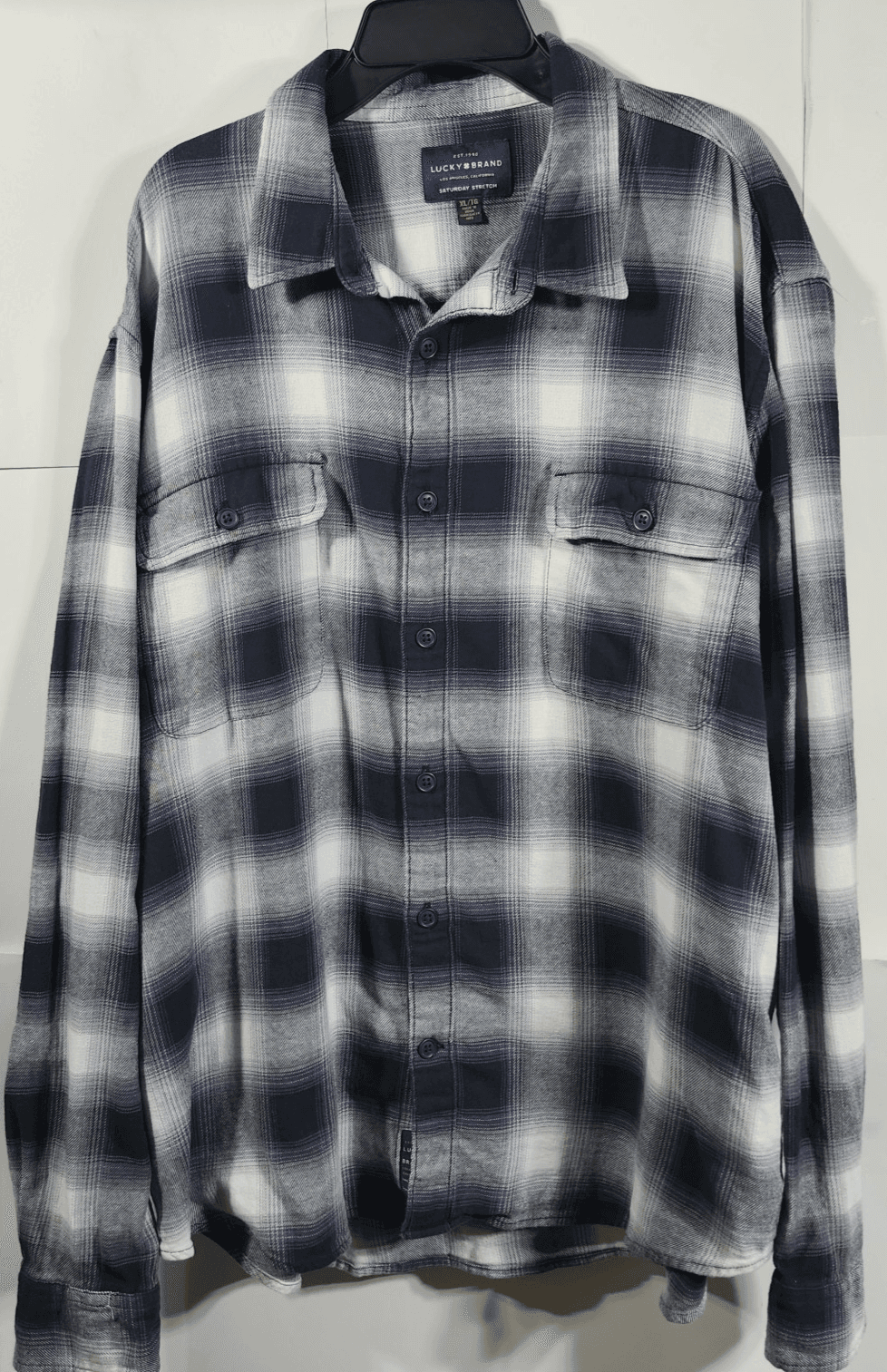 Lucky Brand Men's XL Button Up Shirt Plaid Saturday Stretch