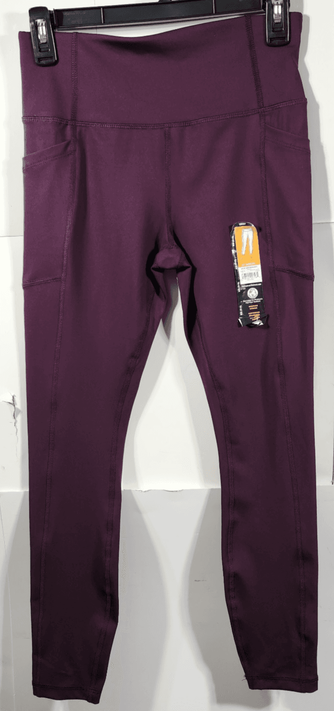 Avia Crop Leggings Womens Size XS Purple Elastic Waist Pull On Pockets NEW