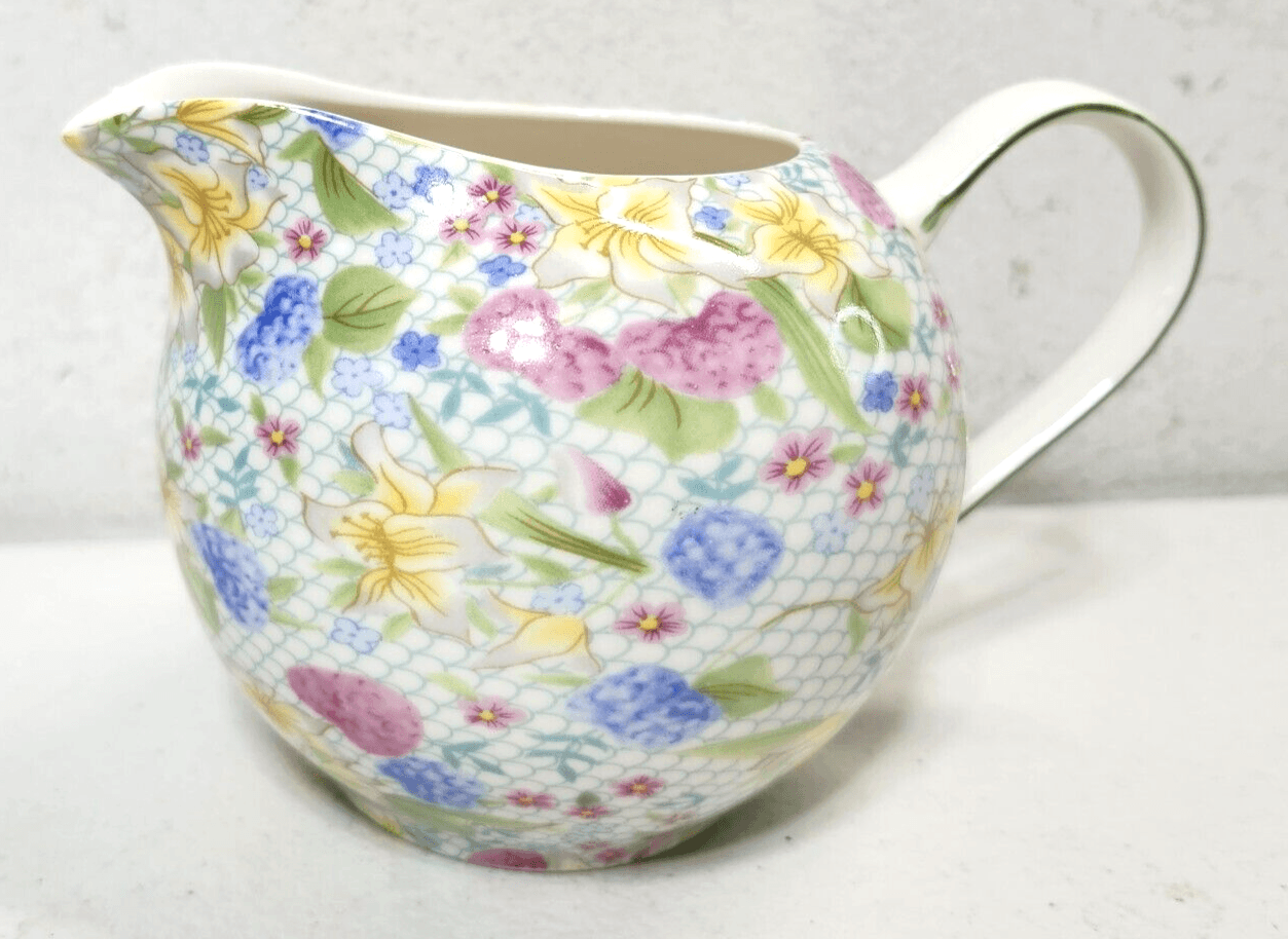 Grace Fine Porcelain 12 Oz Floral Creamer Dutch Jug