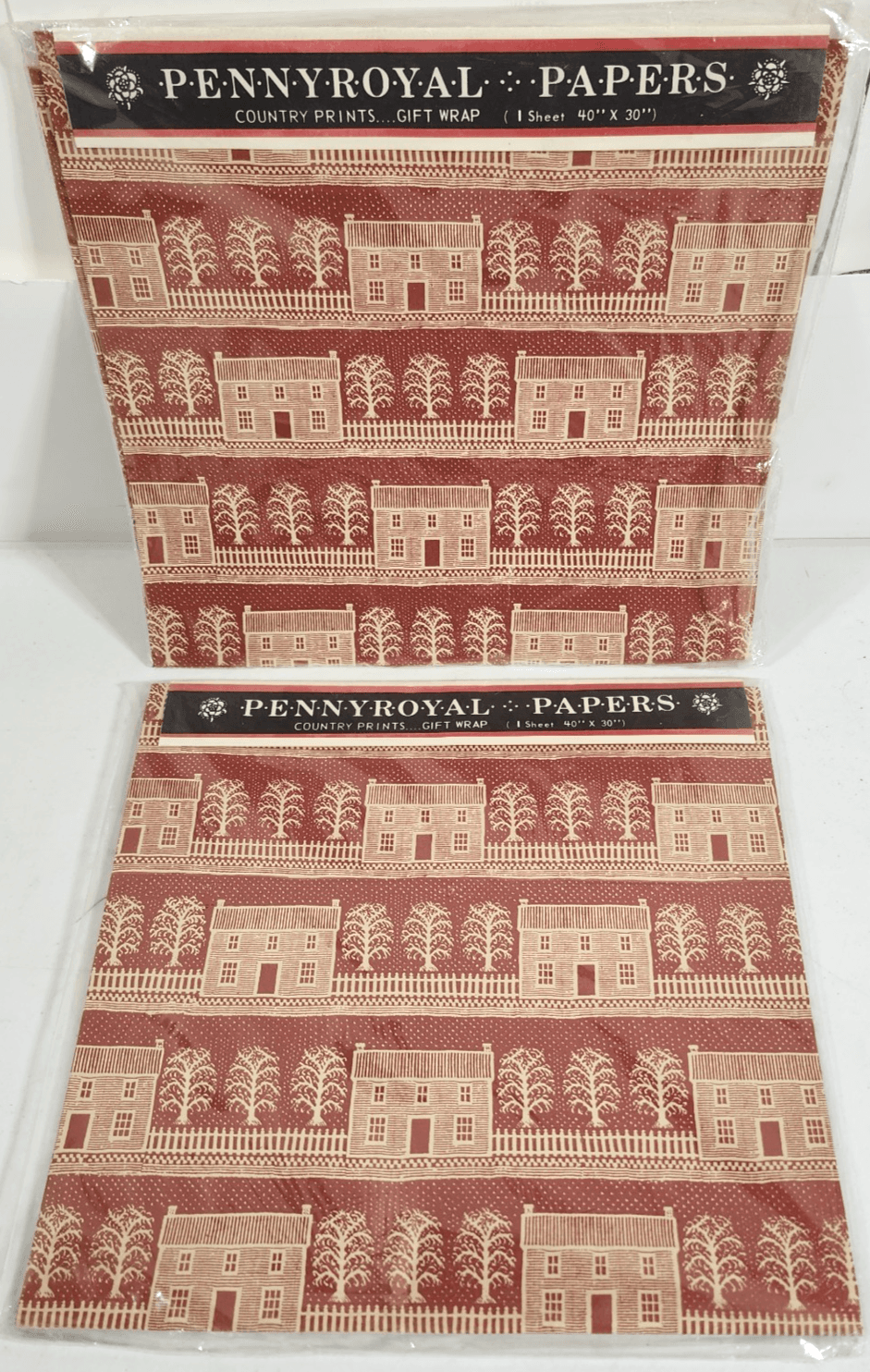 Sheets of Vintage Gift Wrapping Paper Pennyroyal 2 Packs 40" X 30" NEW
