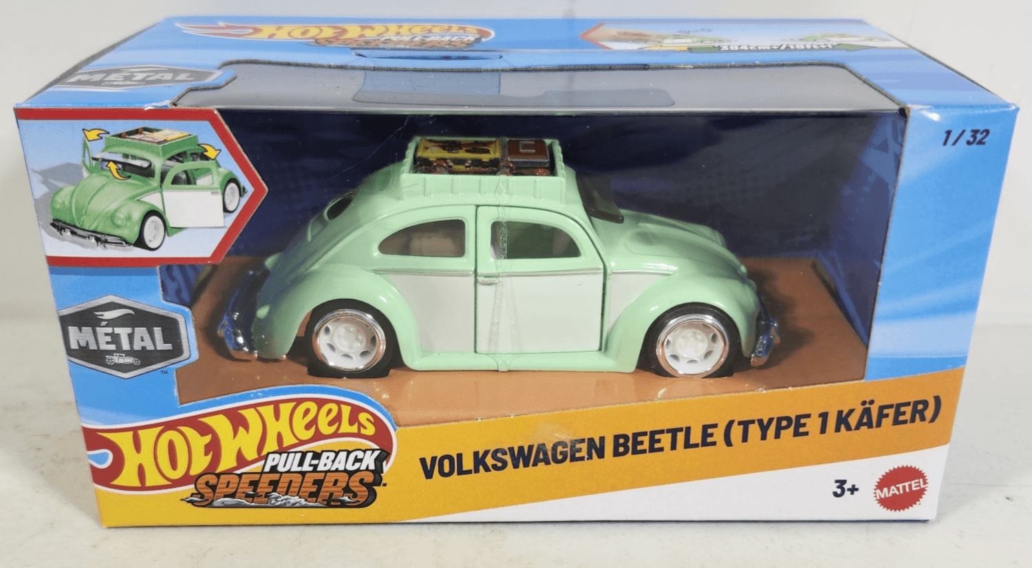 Hot Wheels Pullback Speeders Volkswagen Beetle Type 1 Kafer Car Toy NEW